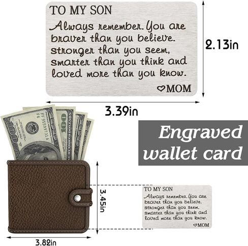 PLwelth Daughter Engraved Wallet Card from Mom Stainless Steel Women Girls Teen Inspirational Message Wallet Insert Card Daughter Gift Birthday Graduation Christmas Coming of Age Gift in Saudi Arabia