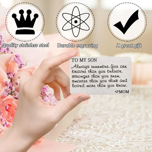 PLwelth Daughter Engraved Wallet Card from Mom Stainless Steel Women Girls Teen Inspirational Message Wallet Insert Card Daughter Gift Birthday Graduation Christmas Coming of Age Gift in Saudi Arabia