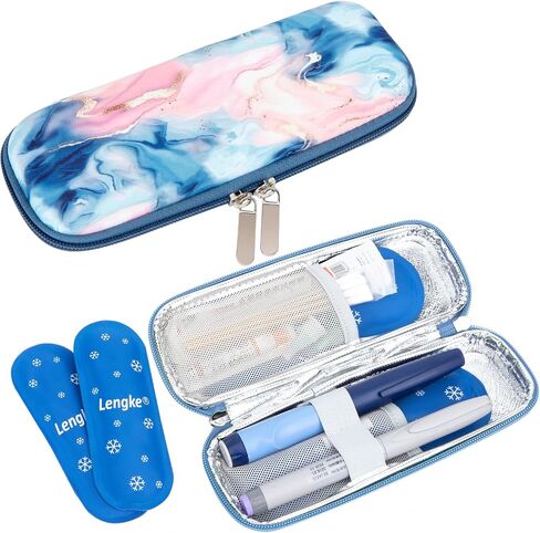SUNMON Insulin Cooler Travel Case, Diabetics Carrying Bag Portable Cooling Bag with 2 Ice Pack for Insulin Pen and Diabetic Supplies (Pink) in Saudi Arabia
