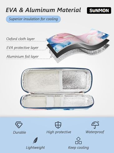 SUNMON Insulin Cooler Travel Case, Diabetics Carrying Bag Portable Cooling Bag with 2 Ice Pack for Insulin Pen and Diabetic Supplies (Pink) in Saudi Arabia
