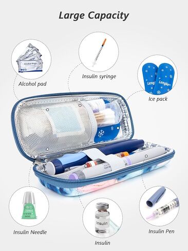 SUNMON Insulin Cooler Travel Case, Diabetics Carrying Bag Portable Cooling Bag with 2 Ice Pack for Insulin Pen and Diabetic Supplies (Pink) in Saudi Arabia