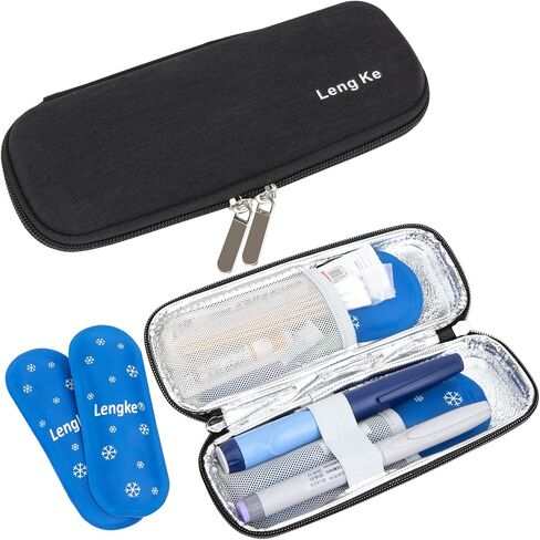 SUNMON Insulin Cooler Travel Case, Diabetics Carrying Bag Portable Cooling Bag with 2 Ice Pack for Insulin Pen and Diabetic Supplies (Pink) in Saudi Arabia