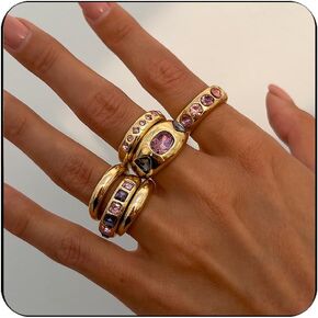 Chunky Gold Rings for Women Non Tarnish Travel Mothers Day Gifts Thick Adjustable Stackable Wedding Gold Plated Vintage Rings Set Size 8 Two Piece Sets Gifts for Women Going Out Rings