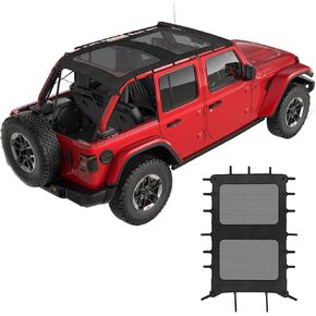 لـ Wrangler JKU Sunshade Mesh Shade Top ، JKU Bikini Top Sunrider لجيب Wrangler JKU 2007 2008 2008 2010 2011 2013 2014 2015 2015 2017 Fit 4 Door