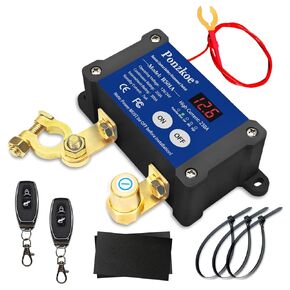 250A Smart Remote Kill Switch للسيارة - مفتاح فصل البطارية 12 فولت 24 فولت ، قطع الطاقة المضاد للسرقة مع عرض الجهد LED ، العزل الشاق/إيقاف تشغيل قارب الشاحنة RV ATV البحرية (سلبية ، رأسية)