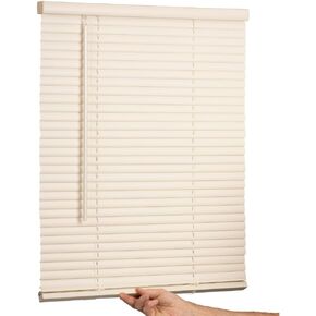 LOTUS & WINDOWARE Cordless Mini Blind, 1" Vinyl Slats, 22" Wide x 64" Long - Alabaster, Window Blinds for Home and Office, Interior Door Blinds - Light Filtering