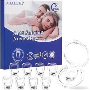 Anti Snoring Devices,Snore Stopper with Adjustable Magnet, Silicone Nose Clip Stop Snoring, Effective to Relieve Snoring, Snoring Solution Comfortable and Quieter Sleep, White, M
