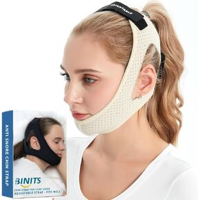 Chin Strap for CPAP User - Adjustable Snore Stopping Device Face Mask Bandage Keeping Mouth Closed - Better Night's Sleep No Dry Mouth Nasal Breathing for Women and Men (Nude)