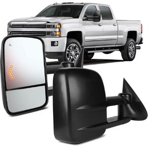 OCPTY Power Heated Towing Mirror Fit For Chevy Avalanche 1500 2003-2006 For Avalanche 2500 2003-2006 For Silverado 1500 2003-2006 Power Adjust LED Turn Signal Light Black Textured Driver & Passenger