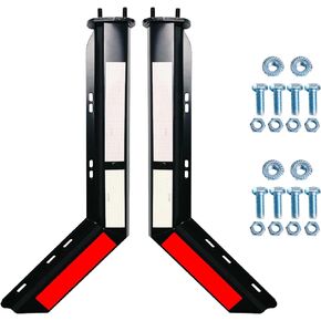 2 Pack Angled Mudflap Hangers Brackets Mud Flap Holder Mounting Kit 30" Length Spring Loaded with Reflective Tapes fit for 2-1/2" Bolt Spacing Semi Trucks, Black