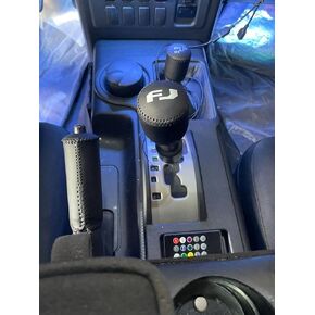 Leather Handbrake Cover and Gear Shift Knob Cover - Black Drive Mode Shift Knob Fit for 2007-2022 Fj Cruiser Car Interior Accessories