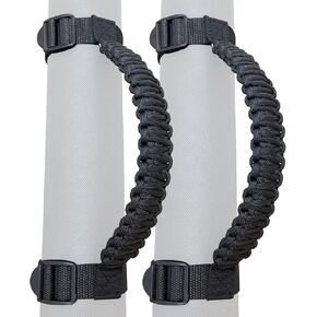 ROMASO Roll Bar Grab Handles for Jeep Grab Handles for Jeep Wrangler YJ TJ JK JKU JL JLU 1987-2024 Paracord Grab Handle 250 Pounds Load,Black in Kuwait