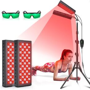 Red Light Therapy for Body, 55W Double-Headed Infrared Light Therapy Lamp Device with Stand for Face 660nm Red Light & 850nm Near Infrared Light for Pain Relief Skin Care
