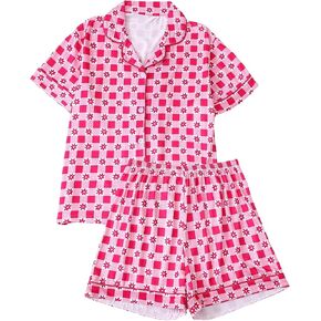 Summer Pajamas For Women Set Shorts Button Down Sleepwear 2 Piece Short Sleeve Pjs