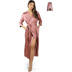 Luxury Artisan Silk Robes For Women, Washable Pure 27 Momme Mulberry Silk Robe Long