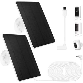 Solar Panel for Ring Camera, Compatible with Ring Spotlight Cam Battery/Plus/Pro & Stick Up Cam Battery/Pro, 1 Pack 6W Solar Charger USB-C & DC for Security Camera, Fast Charging