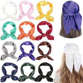 12 Pieces 23.6inch Satin Square Neck Scarf Silk Like Neck Scarf Hair Sleeping Wraps Neckerchief Head Wraps Bandana for Women Girls