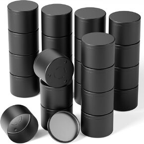 DOMIVIRGO 24 PCS 8oz شمعة أبيض فارغة صنع شمعة صنع عبوات أدوات الشمعة مع غطاء (Black-8oz)