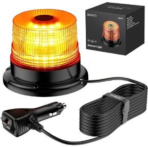 Justech 40LEDs Amber Strobe Light Emergency Warning Strobe Light Flashing Beacon Lights 7 Flash Modes Waterproof with Magnetic Base for 12/24V Truck Vehicle Tractor Bus