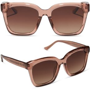 DIFF Meredith Designer Oversized Square Sunglasses for Women UV400 Polarized Protection