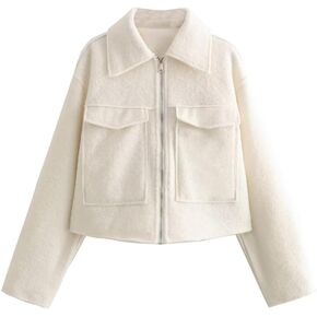Autumn and winter new women's short loose casual woolen jacket