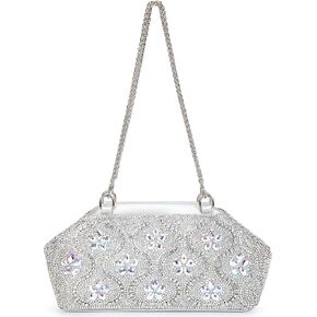 Flower Evening Handbags Crystals Clutch Purses Rhinestone Shoulder Crossbody Bag