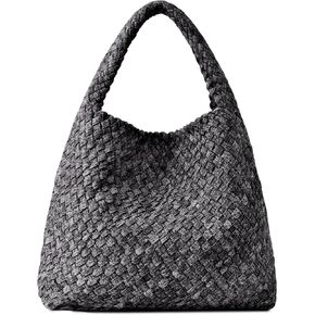 Woven Bag Purses and Handbags Woven Vegan Leather Tote Shoulder Top-Handle Bag With Purses for Women