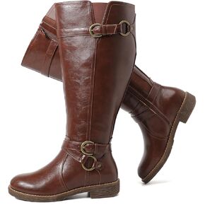 Luoika Women's Extra Wide Calf Cowboy Knee High Boots, Wide Width Cowgirl Slouchy Boots.