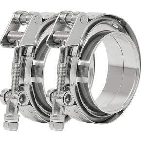 2.5 inch Quick Release V Band Clamp with Male Female Flanges 304 Stainless Steel for Replacement the Flange Clamp Kit, Pack of 2
