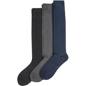 Polo Ralph Lauren Men's Pattern Dress OTC Socks-3 Pair Pack-Soft Lightweight Cotton, Navy Assorted, 6-12.5