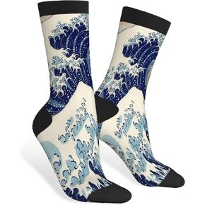 AOYEGO White Daisy Funny Socks Flower Print Chamomile Novelty Casual Crew Socks Contrast Color Design for Women Men Gift