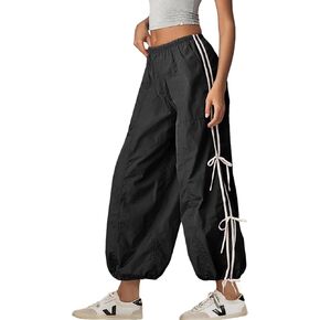 OPCAKM Women's Baggy Pants Elastic Waist Striped Track Sweatpants Parachute Pants