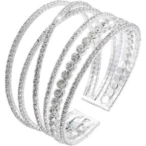 Bling Multilayer chunky twist twist crystal Rhinestone القابلة للتعديل سوار الكفة للنساء زي المجوهرات الرموزمية الرسمية