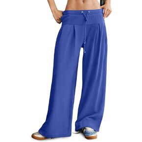 Nimin Womens Wide Leg passpants مطاطية الرباطات عالية الخصر بالزور بالزور على السراويل الماردة مع جيوب