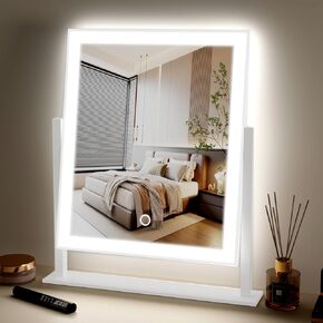 Lighted led Makeup Mirror Hollywood Mirror Vanity Makeup Mirror with Lights Smart Touch Control 3-Gear Dimable Light 360°Rotation (12in. White)