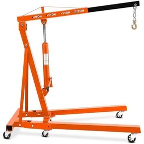 4400LBS Engine Hoist, 2T Heavy Duty Cherry Picker Shop Crane Folding Hydraulic Engine Lift w/ 6 Casters for Garage Workshop Warehouse