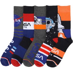 Bioworld Nasa Astronauts Adult 5-Pair Casual Crew Socks