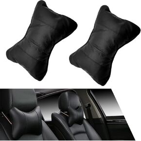 2 PCS Car Leather Devic Pillow ، وسادة دعم رقبة السيارة ، 10.62 "× 7.48" وسادة رقبة متعددة الوظائف ، Universal لمعظم السيارات (أسود)