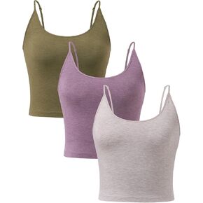 DAVID ARCHY Women's Crop 3-Pack Seamless Bamboo Rayon Camisole Crop Tank Tops No Pad