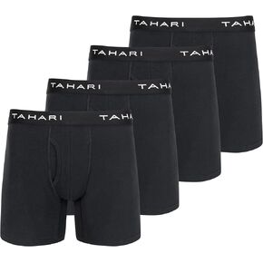 TAHARI Men's 4-Pack Cotton Stretch Boxer Briefs – Soft, Breathable & Flexible Fit Underwear