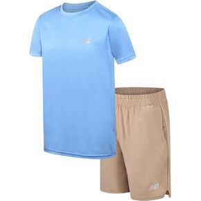 New Balance Boys' Active Shorts Set - 2 Piece Performance T-Shirt and Gym Shorts (8-12)