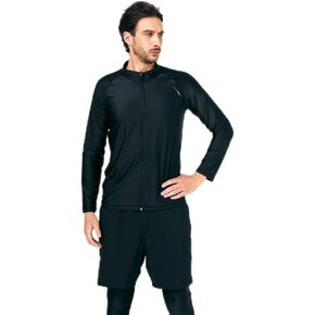 Men's Rash Guard, Zip Up, Quick-Dry, Long Sleeve, Surfing Swimming Outdoor Workout