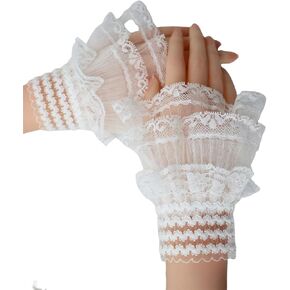 Lolita Lace Gloves Hand Sleeve Lace Pleated Wristband Bridal Wedding Decorative Accessory Lace Detachable Sleeve