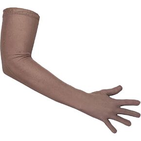 Unicorns Poop Glitter Nude Flexible Stretch Mesh Sheer Gloves in Beige, Tan, Brown; Opera Length; Unisex; One Size Fits All
