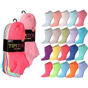Tipi Toe Toe Women 20 زوجًا ملونًا منقوشًا منخفضًا/لا جوارب عرض