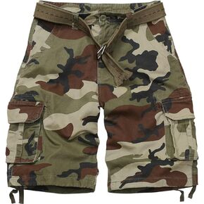 KOCTHOMY Men's Camo Cargo Shorts Relaxed Fit Casual Cotton Shorts with Multi-Pockets No Belt