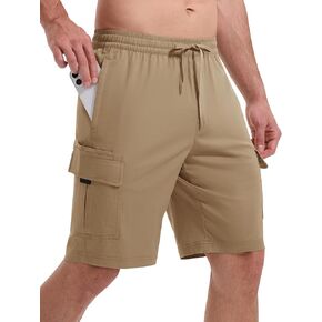 Rdruko Men's Causal Cargo Shorts Cotton Drawstring Classic Cargo Stretch Short 9'' with 5 Pockets for Work Summer