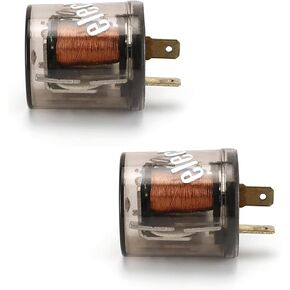 2 PCS Automotive Round Turn Signal Flasher Relay, 1.69" x 1.34" 12V 20A 2-pin Waterproof Flame Retardant Housing Fast Flasher Relay, Non-Destructive Installation Accessories (Transparent)