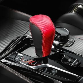 Car Gear Shift Knob Cover, Leather Stick Shift Cover, Carbon Fiber Car Gear Shift Knob Cover, Car Interior Accessories Stylish Car Decorations Car Shifter Cover Universal for Car (Black)