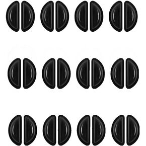 12 Pairs Soft Silicone Adhesive Eyeglass Nose Pads Non Slip with 3.5 Mm/ 0.4 Inch Thickness Air Bag for All Type Full Plastic Frames, Sunglasses, Reading Glasses (Black)